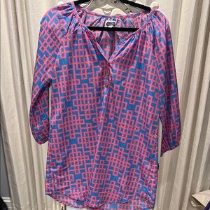 Mud Pie Pink and Blue Geometric Women's Top